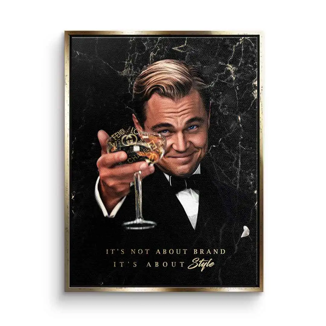 DOTCOMCANVAS® Premium Wandbild mit dem Motiv: Der grosse Gatsby. Leonardo Di Caprio. Wolf of Wall Street. Chapeau 2.0