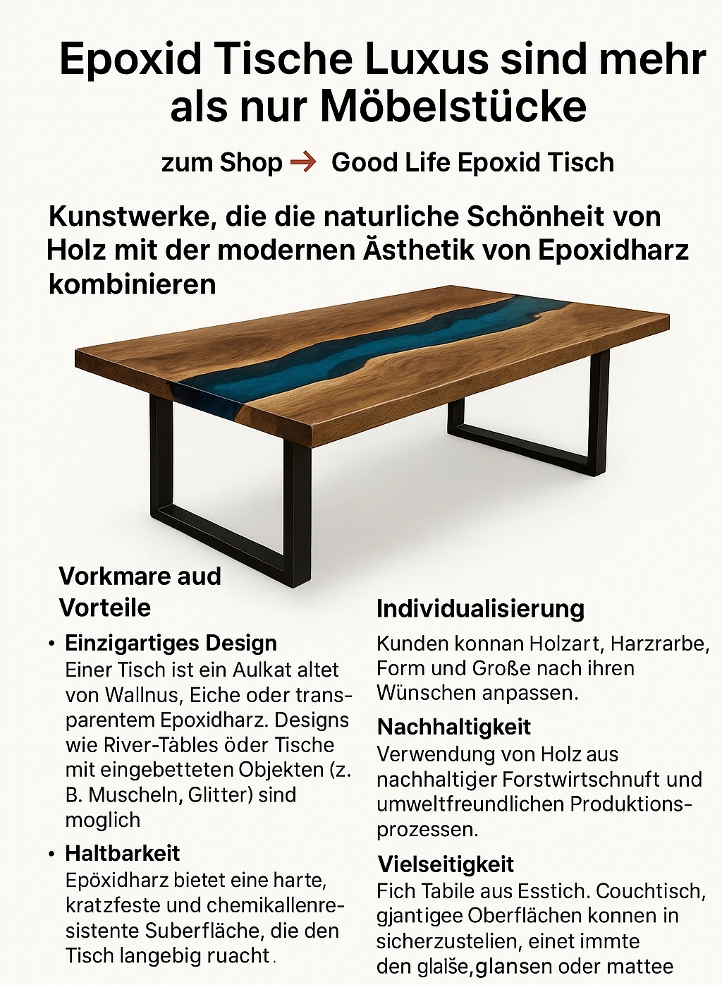 Luxus Epoxid Tisch